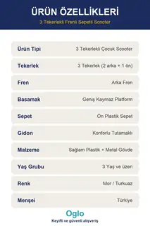 3 Tekerlekli Sepetli Çocuk Scooter · Görsel 8