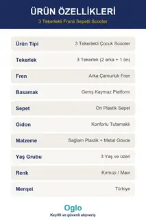 3 Tekerlekli Sepetli Çocuk Scooter · Görsel 8