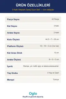 3 Katlı Otopark Garaj Oyun Seti · Görsel 8