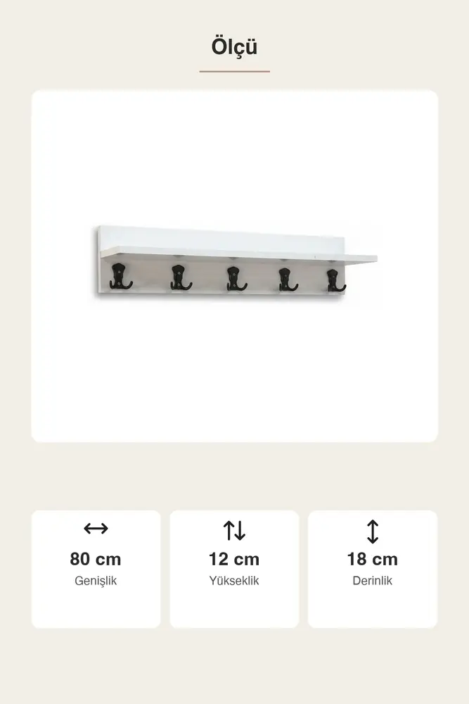 Duvar Askılığı 80 cm - Beyaz · Görsel 2