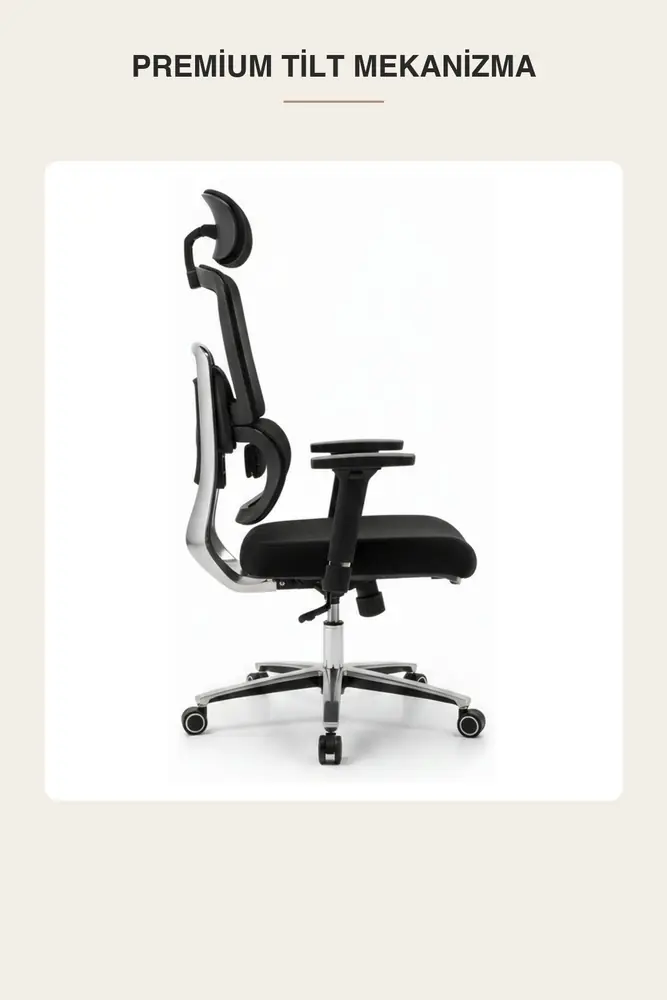 Efe Premium Ergonomik Ofis Koltuğu (3D Kolçak) – Siyah · Görsel 8