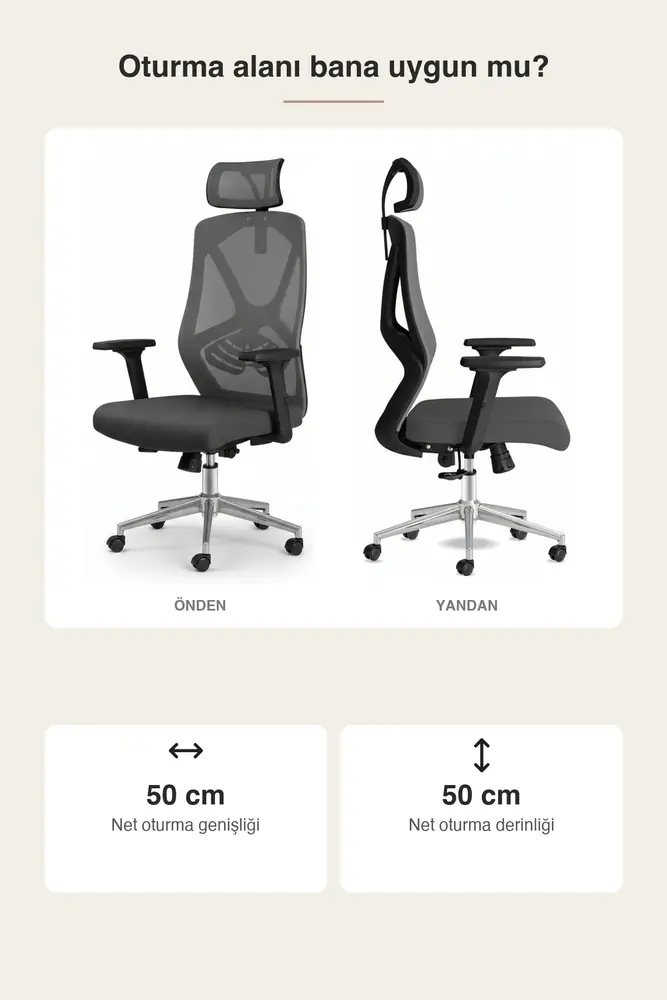 Meltem Başlıklı Kumaş Ergonomik Çalışma Koltuğu · Görsel 3