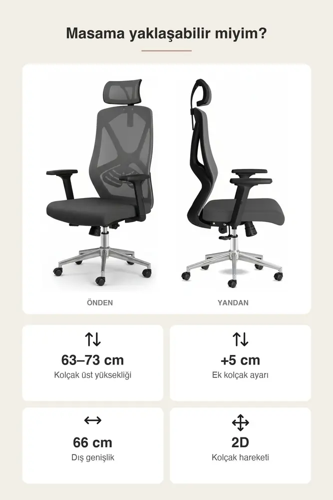Meltem Başlıklı Kumaş Ergonomik Çalışma Koltuğu · Görsel 4