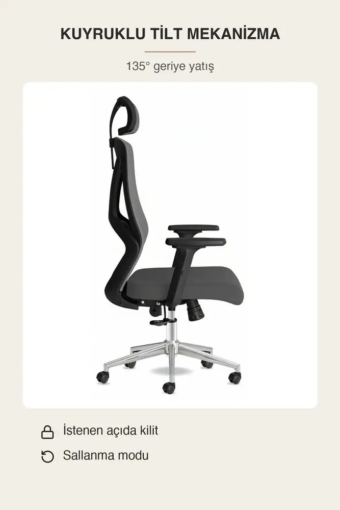 Meltem Başlıklı Kumaş Ergonomik Çalışma Koltuğu · Görsel 8