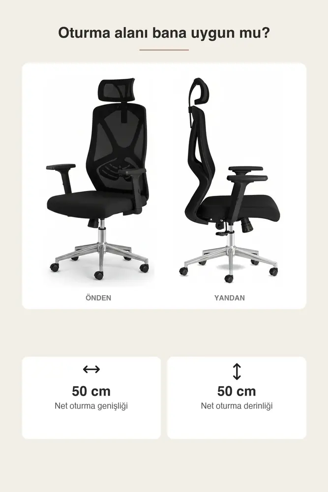 Meltem Başlıklı Kumaş Ergonomik Çalışma Koltuğu · Görsel 3