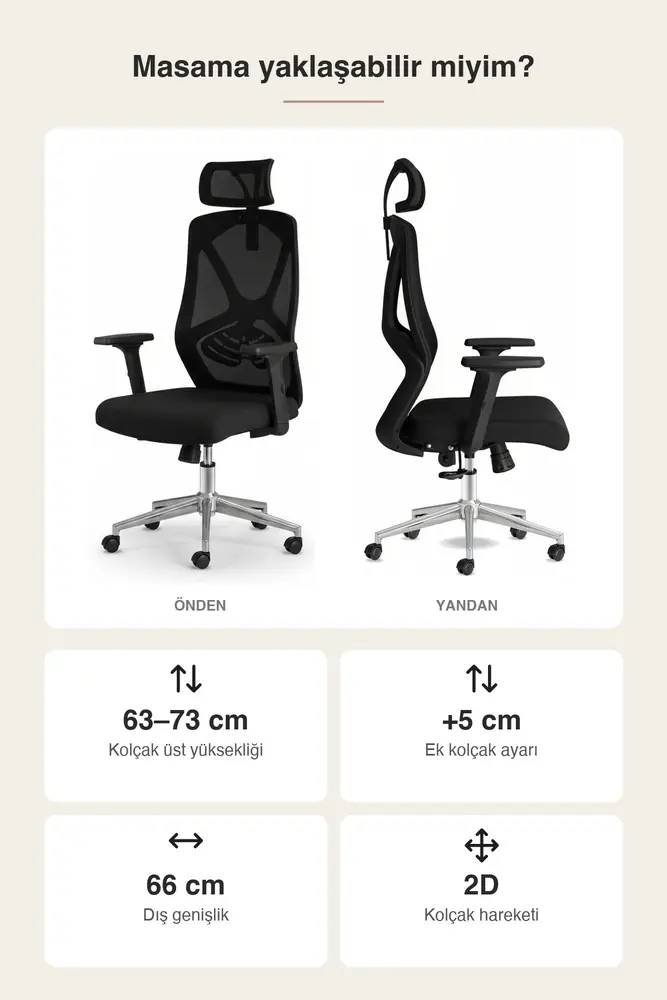 Meltem Başlıklı Kumaş Ergonomik Çalışma Koltuğu · Görsel 4