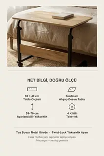 Piko Tekerlekli Laptop Sehpası · Görsel 8
