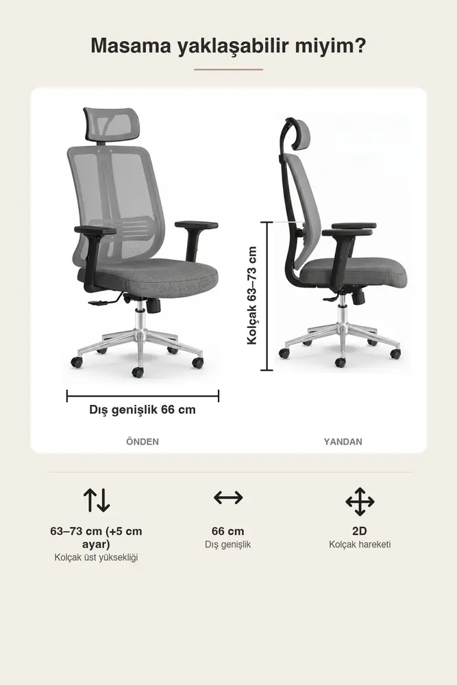 Poyraz Başlıklı Fileli Ergonomik Çalışma Koltuğu · Görsel 4