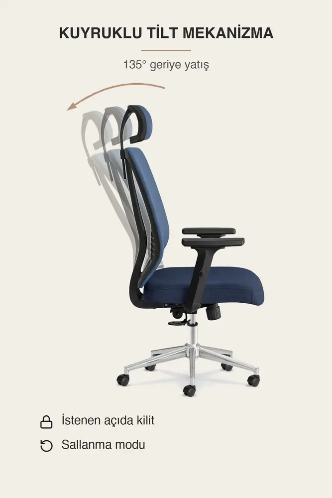 Poyraz Başlıklı Fileli Ergonomik Çalışma Koltuğu · Görsel 8