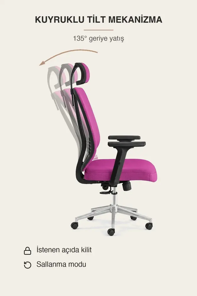 Poyraz Başlıklı Fileli Ergonomik Çalışma Koltuğu · Görsel 8