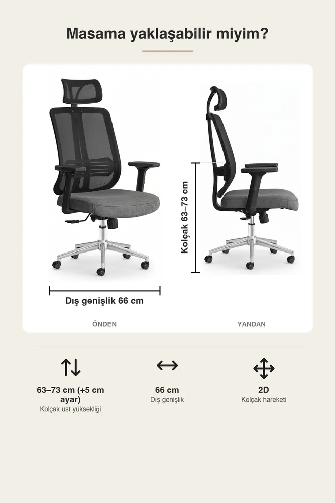 Poyraz Başlıklı Fileli Ergonomik Çalışma Koltuğu · Görsel 4