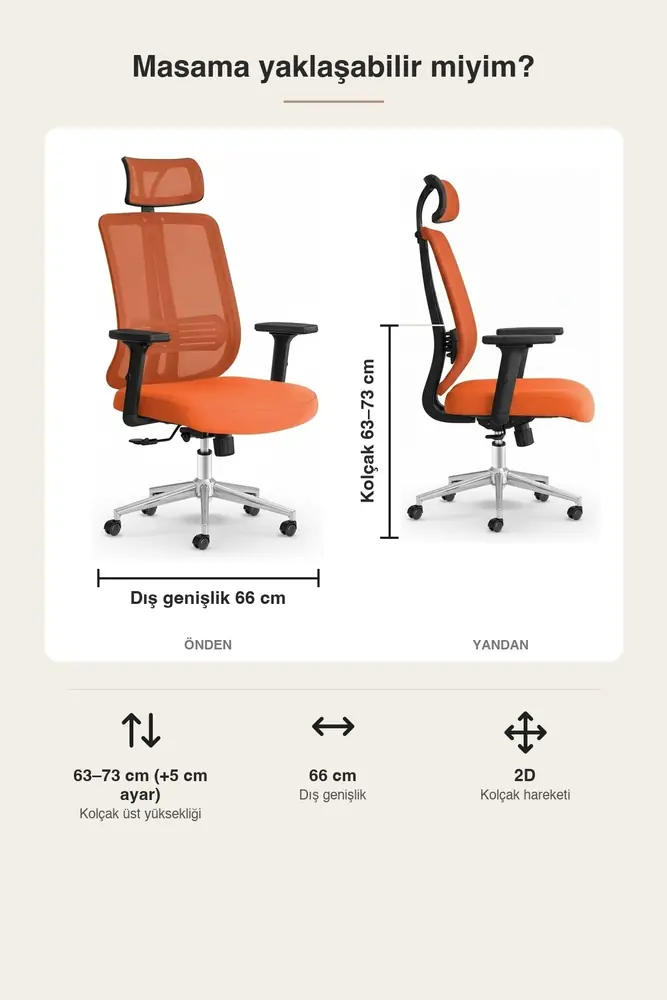 Poyraz Başlıklı Fileli Ergonomik Çalışma Koltuğu · Görsel 4