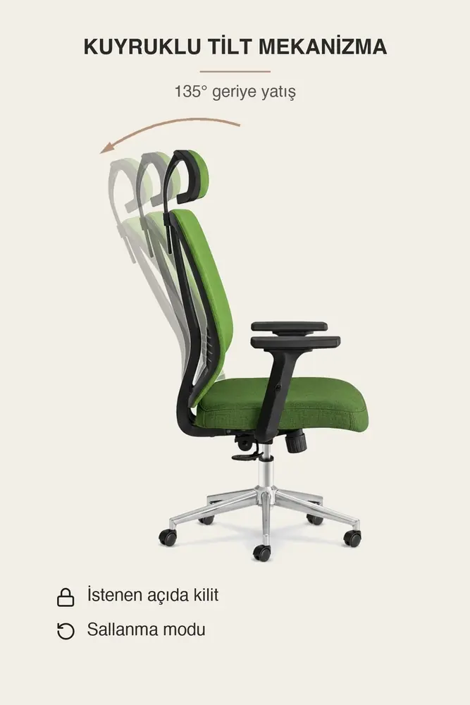 Poyraz Başlıklı Fileli Ergonomik Çalışma Koltuğu · Görsel 8
