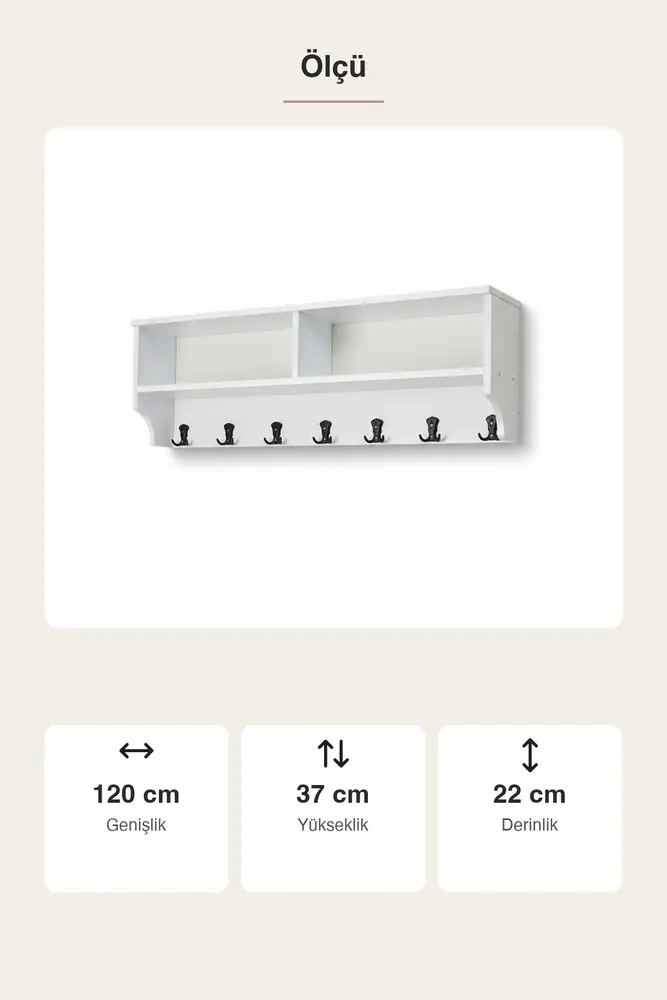 Rafli Duvar Askılığı 120 cm - Beyaz · Görsel 2