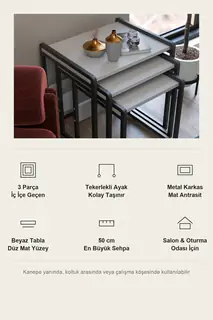 Vela İç İçe Sehpa Seti · Görsel 7