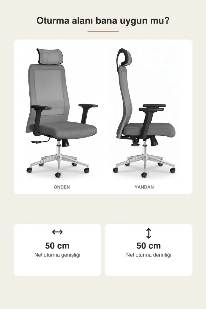Yamaç Başlıklı Ergonomik Çalışma ve Yönetici Koltuğu · Görsel 3
