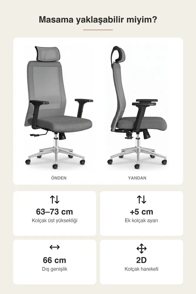 Yamaç Başlıklı Ergonomik Çalışma ve Yönetici Koltuğu · Görsel 4