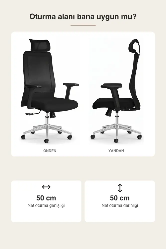 Yamaç Başlıklı Ergonomik Çalışma ve Yönetici Koltuğu · Görsel 3