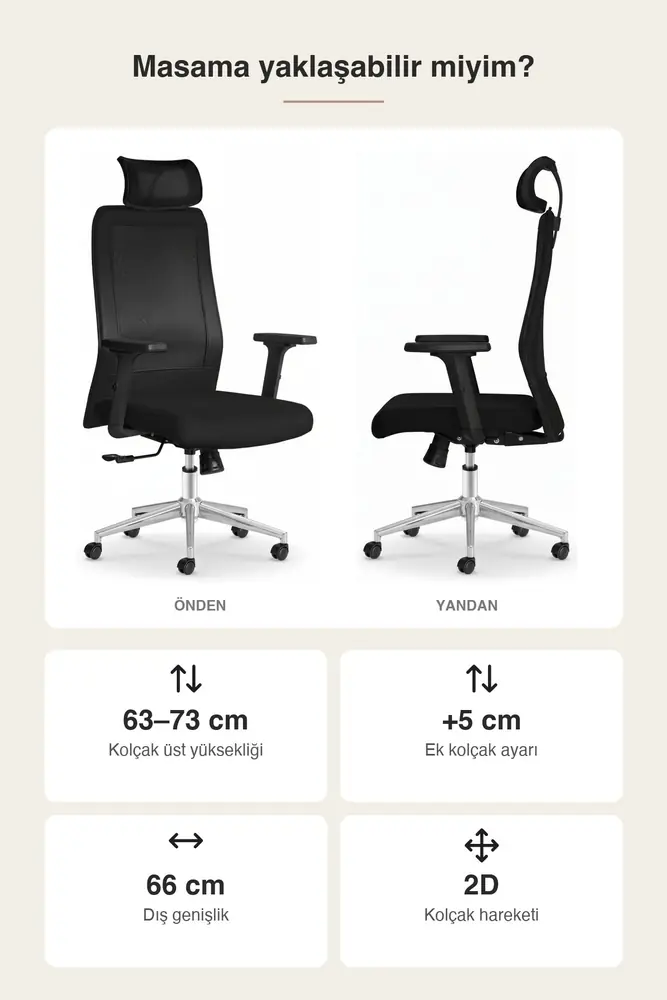 Yamaç Başlıklı Ergonomik Çalışma ve Yönetici Koltuğu · Görsel 4