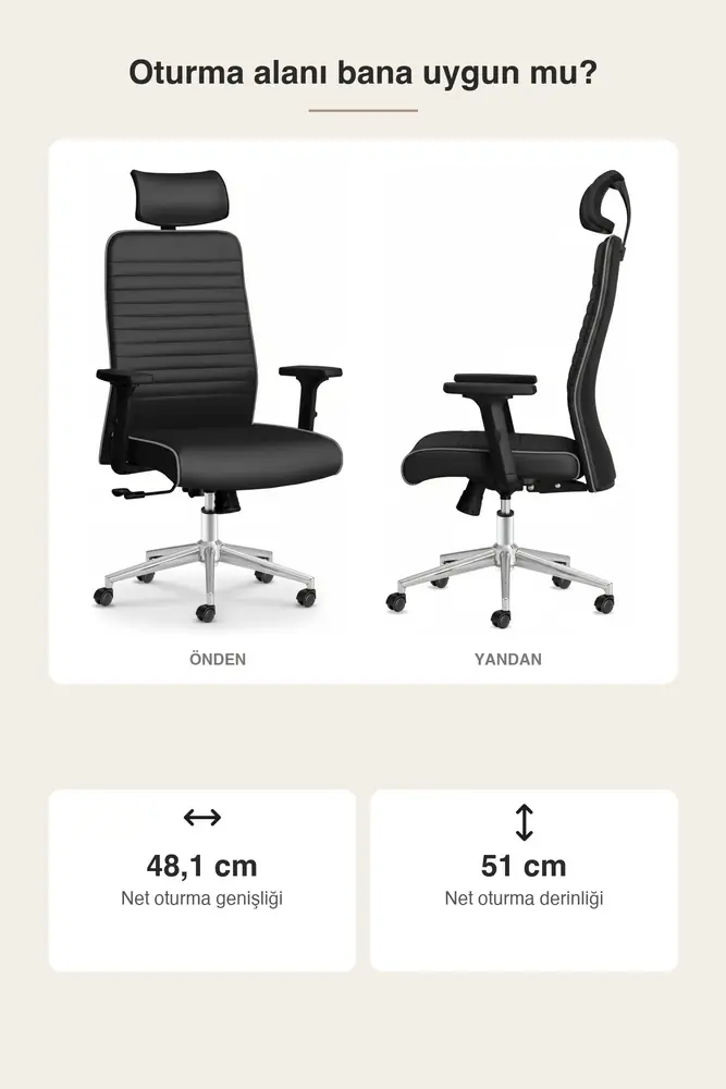Zirve Deri Ergonomik Çalışma ve Yönetici Koltuğu · Görsel 3