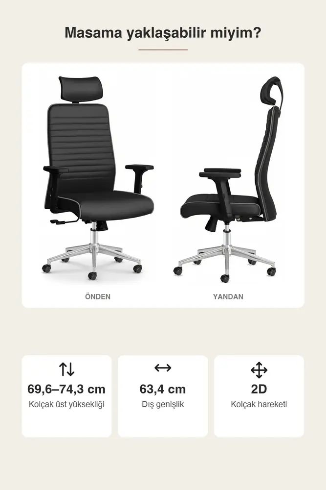 Zirve Deri Ergonomik Çalışma ve Yönetici Koltuğu · Görsel 4