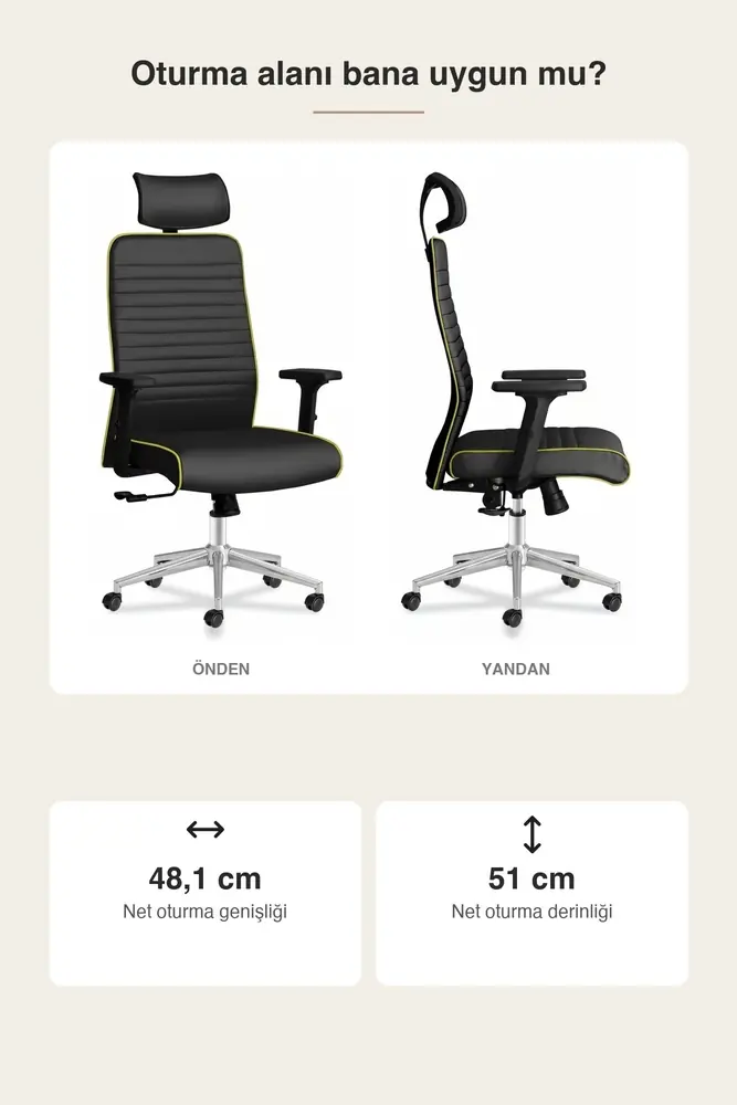 Zirve Deri Ergonomik Çalışma ve Yönetici Koltuğu · Görsel 3