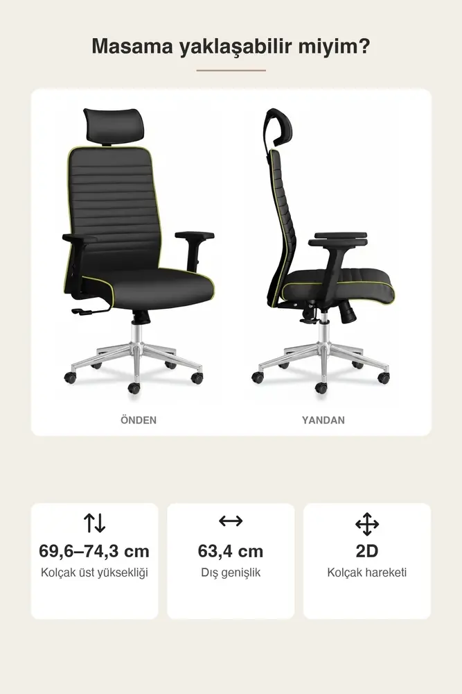 Zirve Deri Ergonomik Çalışma ve Yönetici Koltuğu · Görsel 4