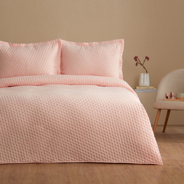 OGLO Double Bedspread Set Powder 230 x 250 cm (2 Pillowcases Gift)